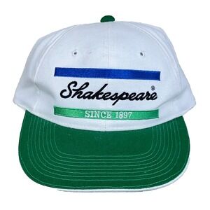 Vintage Shakespeare Hat Cap‎ Strap Back Fishing Dad White Green Adjustable Adult
